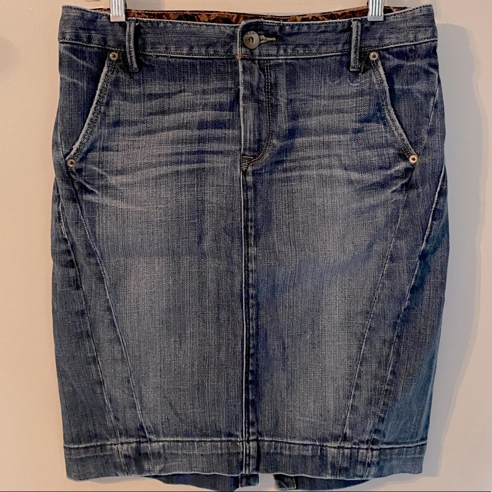 Denim Knee-length Pencil Skirt